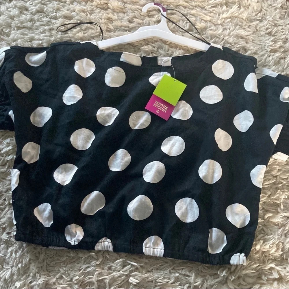 Tabitha Brown x Target Women's Polka Dot Short Sleeve Button-Back Top - Picture 4 of 5